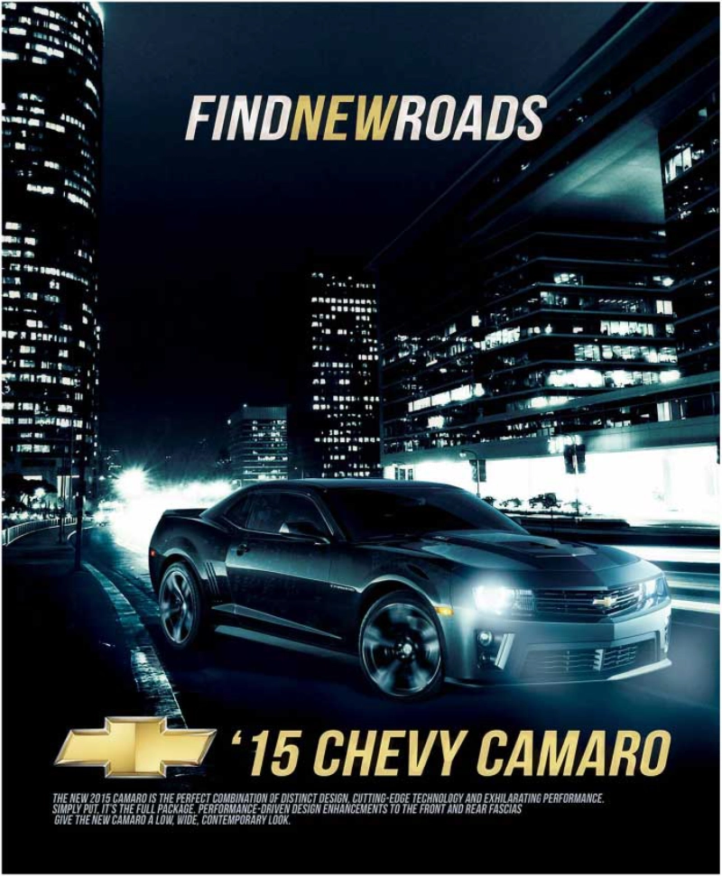 Vintage auto ad: Find new roads, '15 Chevy Camaro